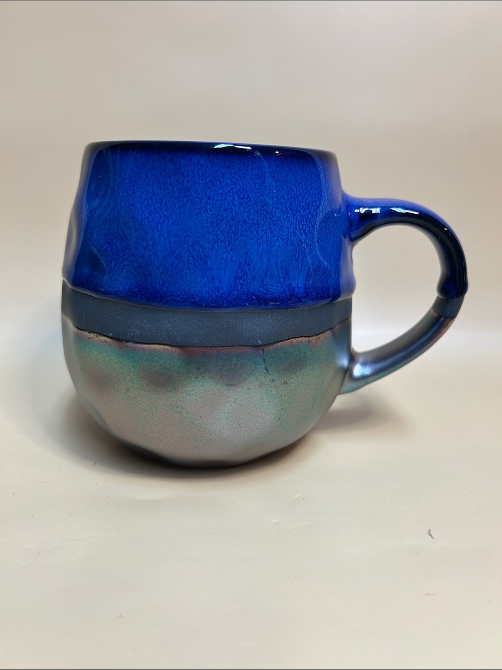 Potter's Corner dimples blue and Iridescent Ceramic Mug